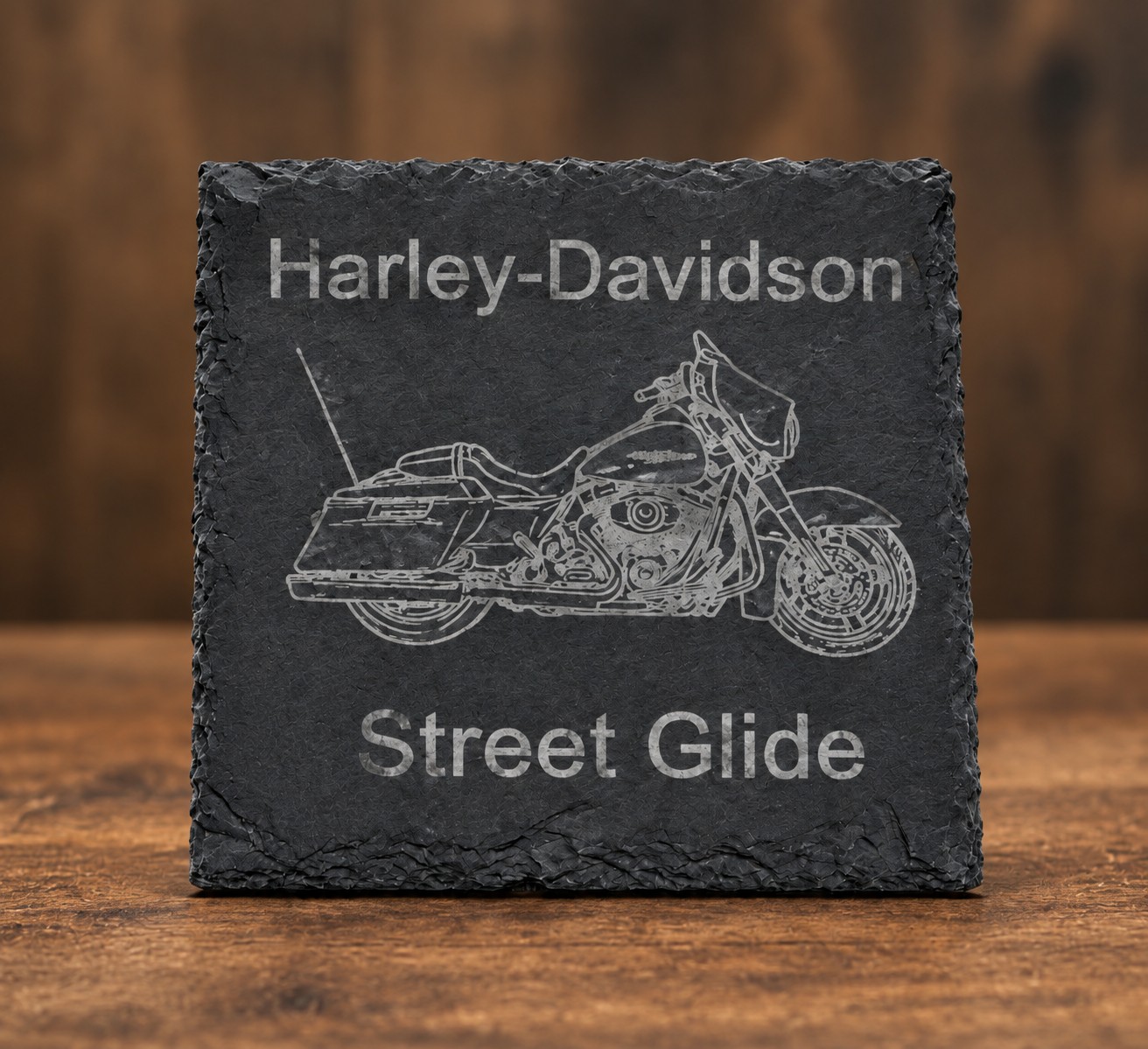 Motorcycle engraved slate